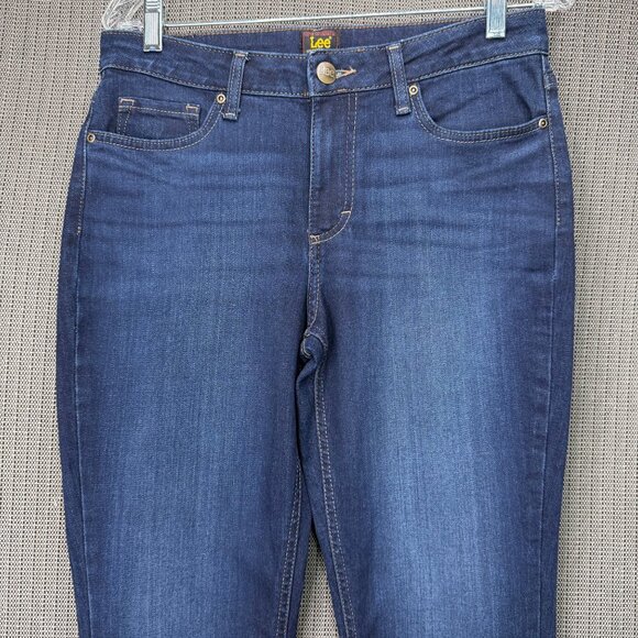 Lee Womens 8 Short Dark Wash Jeans Slim Fit Stretch Denim Cotton Blend - Picture 9 of 11